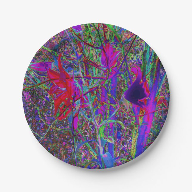 Psychedelisch Abstrakte Regenbogenfarben Lily Gard Pappteller (Vorderseite)