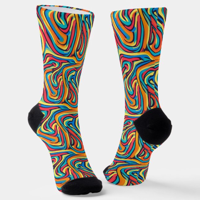 Psychedelisch Abstraktes Farbmuster Socken (Gewinkelt)