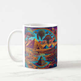 Psychedelisch-ägyptische Landschaft Kaffeetasse