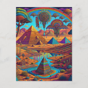 Psychedelisch-ägyptische Landschaft Postkarte