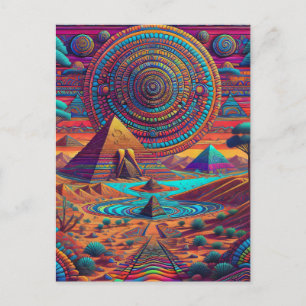 Psychedelisch-ägyptische Landschaft Postkarte