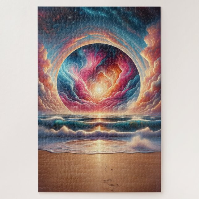 Psychedelisch Celestial Sunset Beach Landschaft (Vertikal)