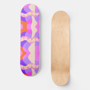 Psychedelisch - Daisy Chain Patchwork - Rosa Lila Skateboard