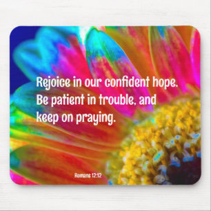Psychedelisch Daisy Romans 12:12 Mousepad