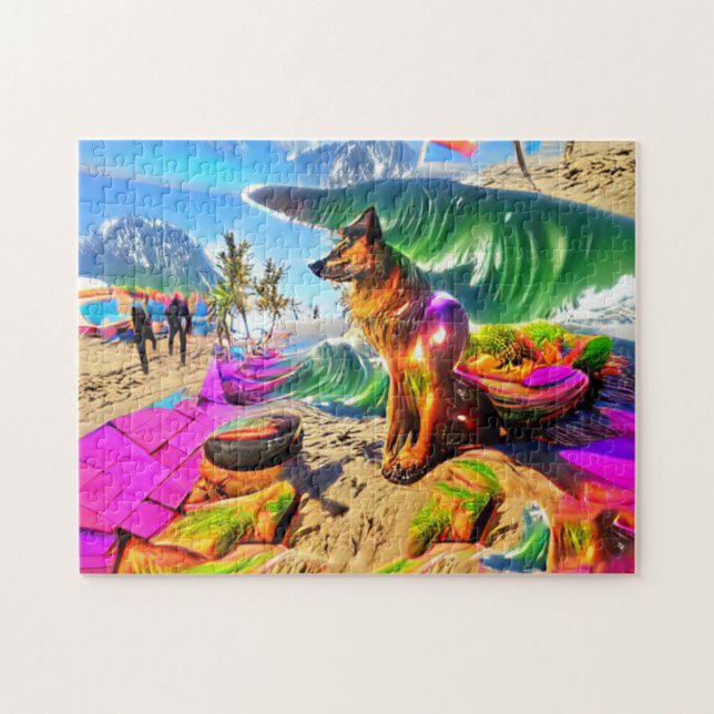 Psychedelisch Deutscher Shephard Beach Sand (Horizontal)