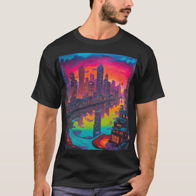 Psychedelisch Dunkelstadt T-Shirt (Vorderseite)