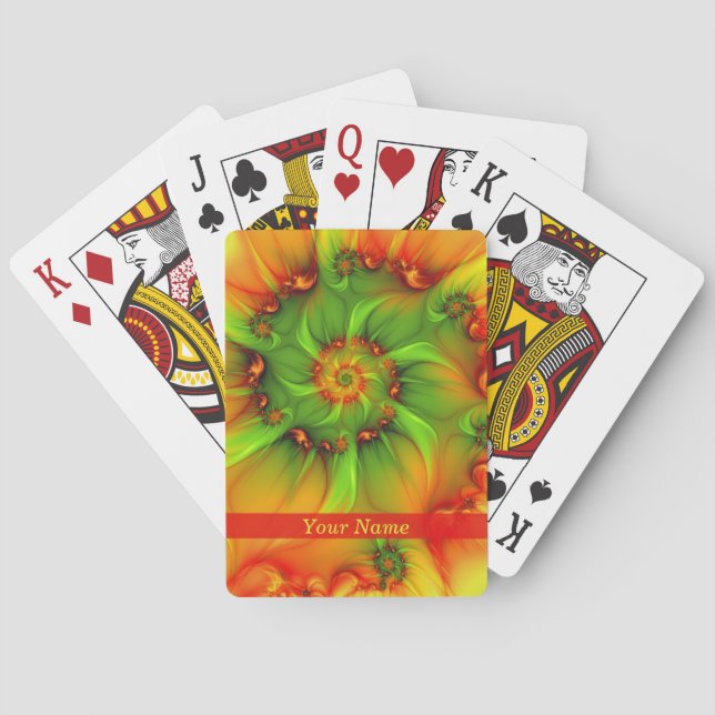 Psychedelisch farbige Moderne Abstrakte Fraktal Na Spielkarten (Rückseite)