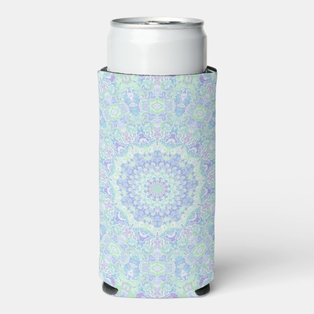 Psychedelisch farbige Pastel Verziert Hippie Manda Selters Dosenkühler (Seltzer Vorderseite)