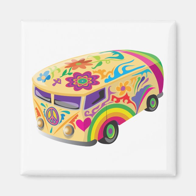 Psychedelisch farbiger Bussommer der Liebe Magnet (Vorne)