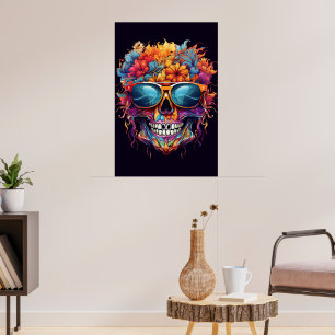 Psychedelisch farbiges Bright Skull Poster