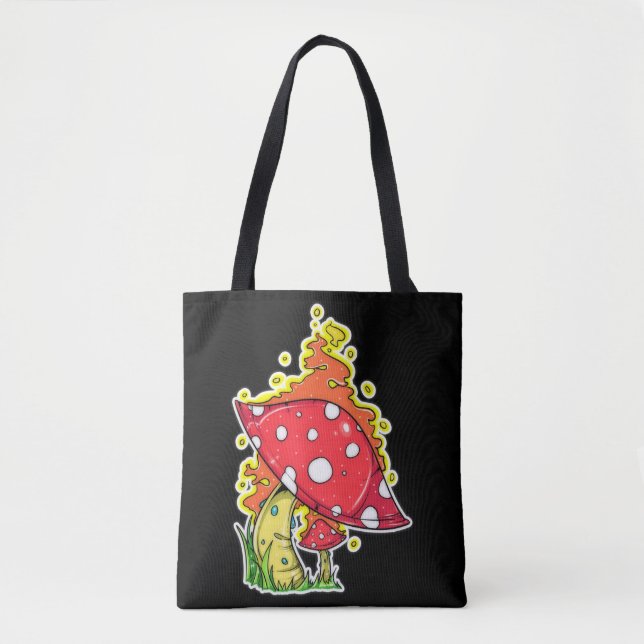 Psychedelisch flammendes Mushroom Illustration Art Tasche (Vorderseite)