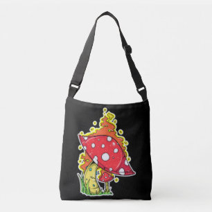 Psychedelisch flammendes Mushroom Illustration Art Tragetaschen Mit Langen Trägern