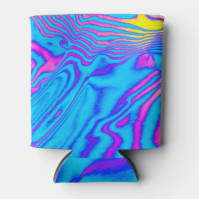Psychedelisch gestreiftes Zebra: Neon Fluorescent  Dosenkühler (Vorderseite)