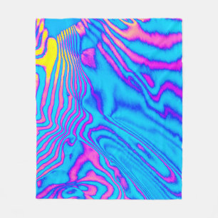 Psychedelisch gestreiftes Zebra: Neon Fluorescent Fleecedecke