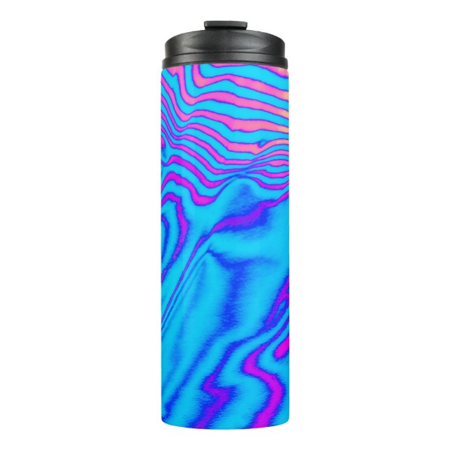 Psychedelisch gestreiftes Zebra: Neon Fluorescent  Thermosbecher (Vorderseite)