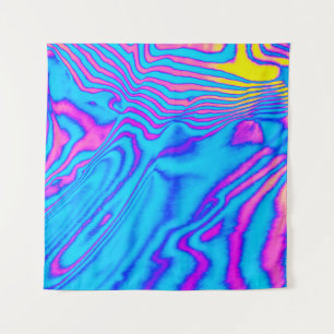 Psychedelisch gestreiftes Zebra: Neon Fluorescent Wandteppich