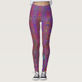 Psychedelisch Groovy Magenta Retro AtomWaves Leggings