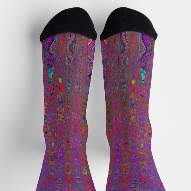 Psychedelisch Groovy Magenta Retro AtomWaves Socken (Oben)