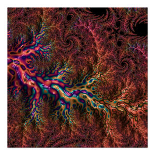 Psychedelisch Groovy Trippy Funky Farbige Fraktal Poster