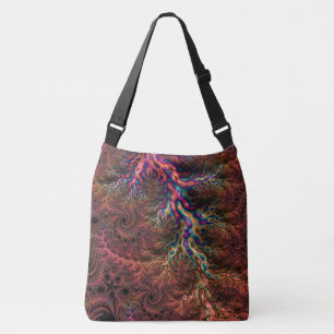 Psychedelisch Groovy Trippy Funky Farbige Fraktal Tragetaschen Mit Langen Trägern