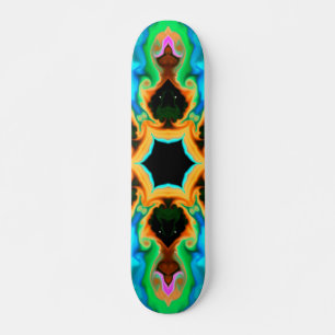 Psychedelisch Hippie Aquamarin Orange und Black Skateboard