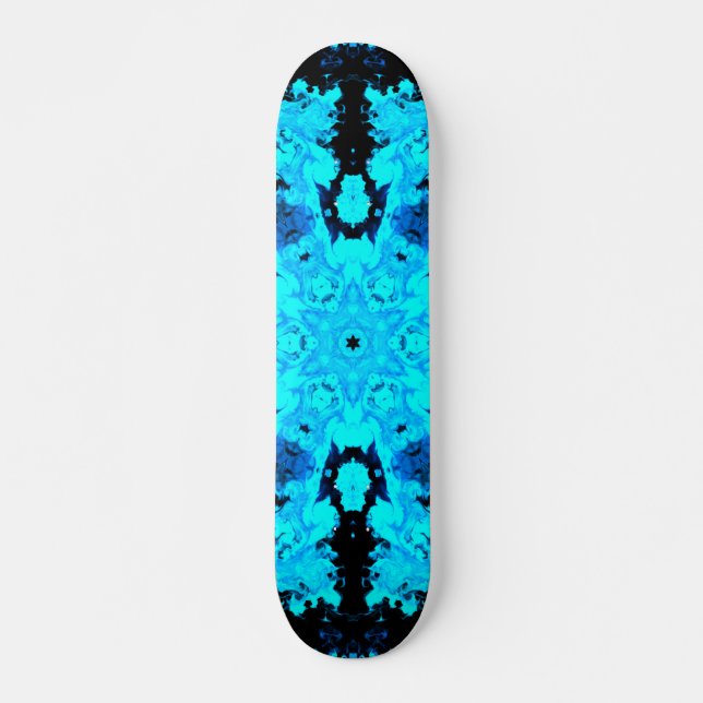 Psychedelisch Hippie Blue und Black Skateboard (Vorne)