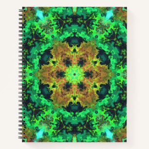 Psychedelisch Hippie Blume Orange und Green Notizbuch