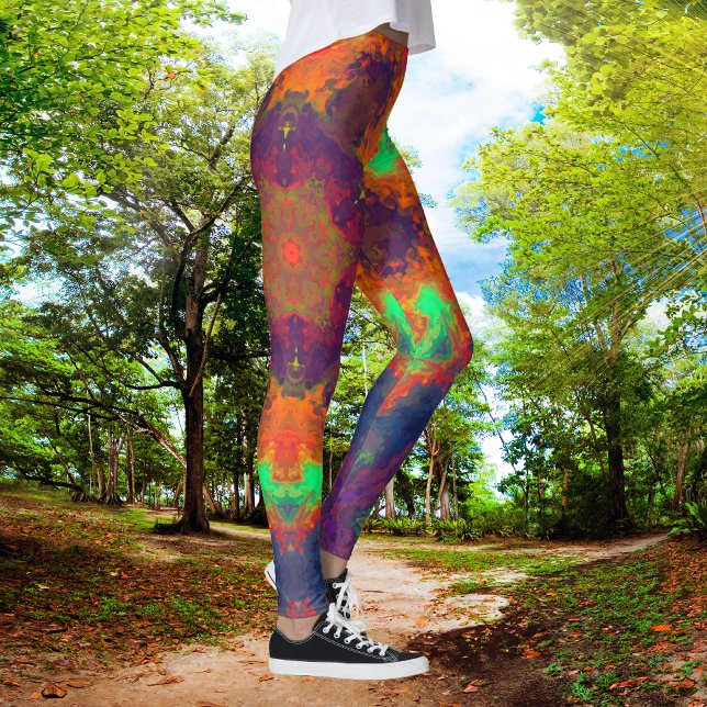 Psychedelisch Hippie Orange, Green und Blue. Leggings (Von Creator hochgeladen)