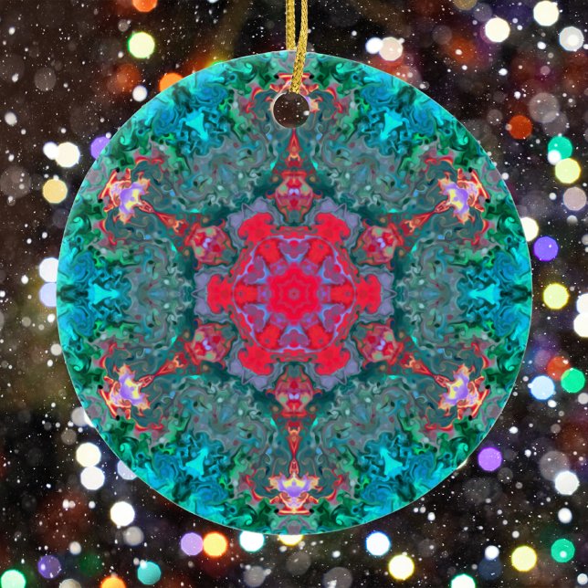 Psychedelisch Hippie Pink Aquamarin und blau Keramik Ornament (Von Creator hochgeladen)