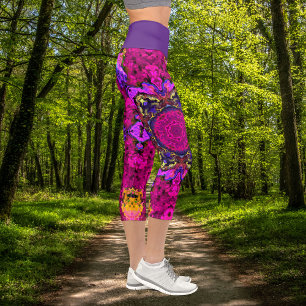 Psychedelisch Hippie Pink Gelb und orange Leggings