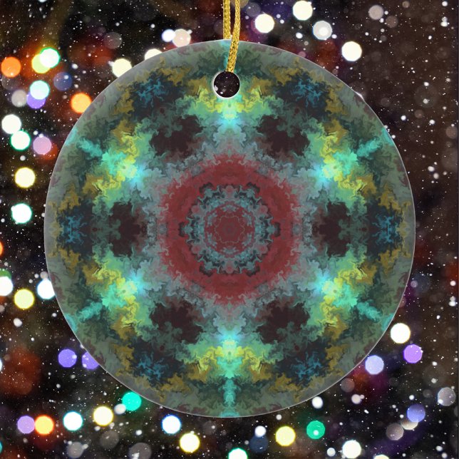 Psychedelisch Hippie Red Blue und Gelb Keramik Ornament (Von Creator hochgeladen)