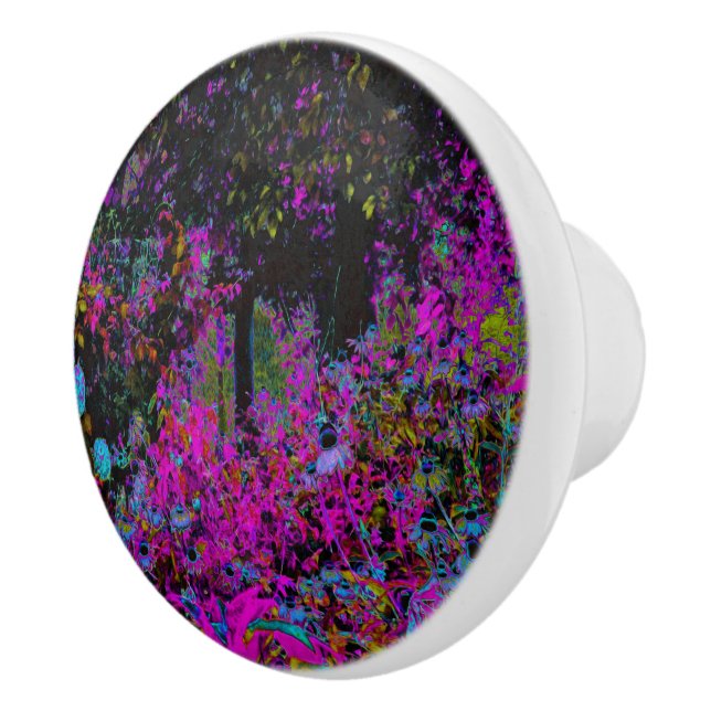 Psychedelisch Hot Pink und Black Garden Sunrise Keramikknauf (Rechts)