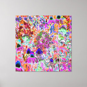 Psychedelisch Hot Pink und Linse Green Garden Blum Leinwanddruck