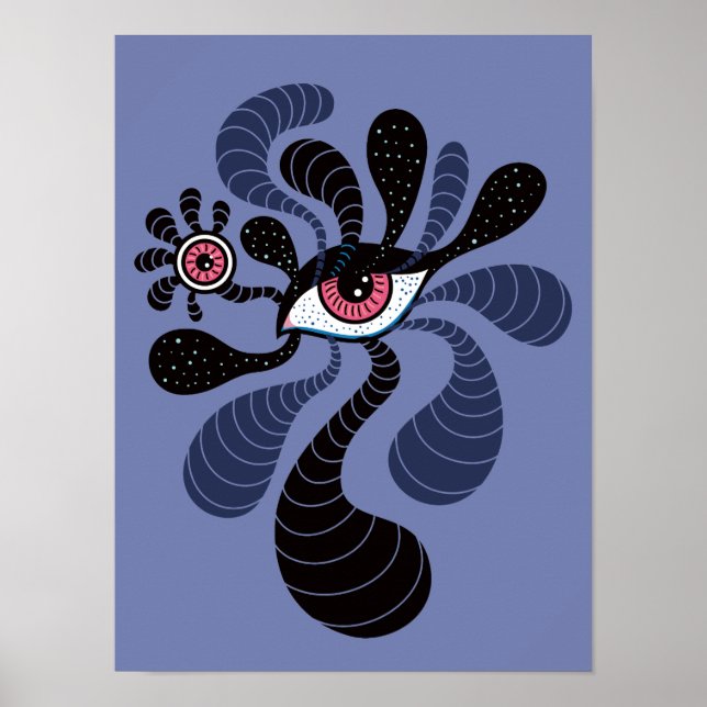 Psychedelisch Hypnotic Art Creepy Double Pink Eye Poster (Vorne)