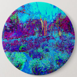 Psychedelisch Impressionistisch Blauer Garten Land Button