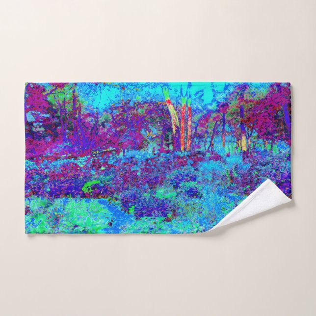 Psychedelisch Impressionistisch Blauer Garten Land Handtuch (Handtuch)
