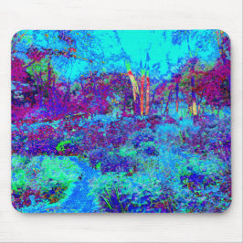 Psychedelisch Impressionistisch Blauer Garten Land Mousepad
