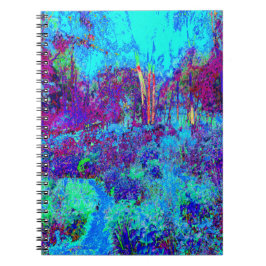 Psychedelisch Impressionistisch Blauer Garten Land Notizblock