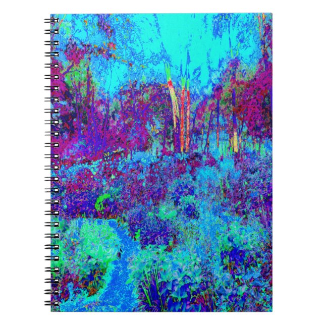 Psychedelisch Impressionistisch Blauer Garten Land Notizblock (Vorderseite)