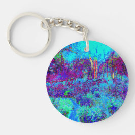 Psychedelisch Impressionistisch Blauer Garten Land Schlüsselanhänger