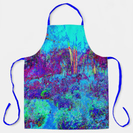 Psychedelisch Impressionistisch Blauer Garten Land Schürze
