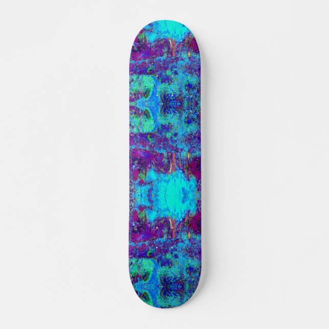 Psychedelisch Impressionistisch Blauer Garten Land Skateboard (Vorne)