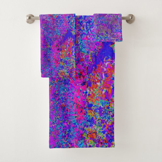 Psychedelisch Impressionistisch Lila Landschaft Badhandtuch Set (Insitu)