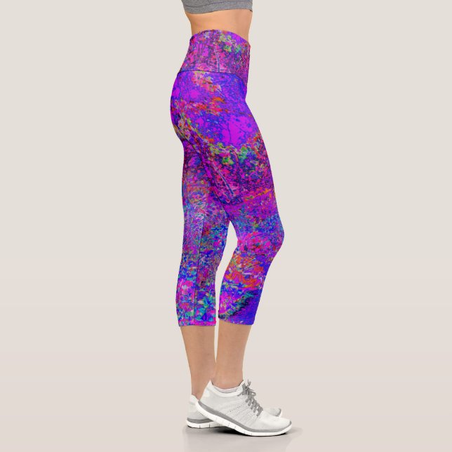 Psychedelisch Impressionistisch Lila Landschaft Capri Leggings (Rechts)
