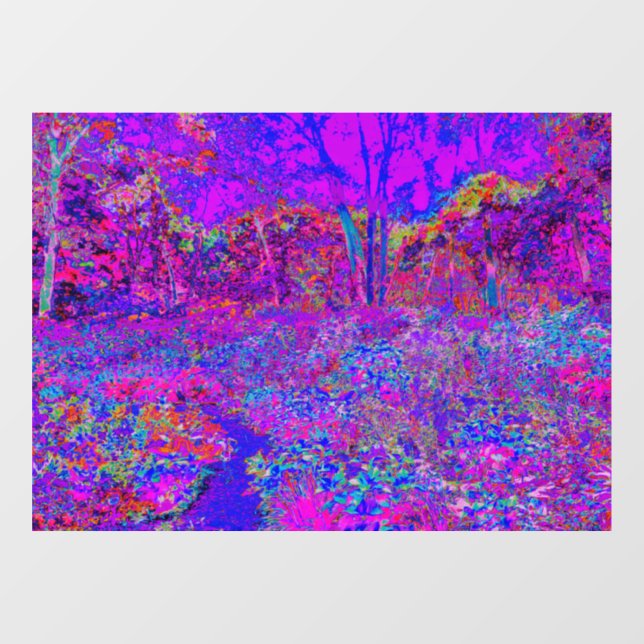 Psychedelisch Impressionistisch Lila Landschaft Fensteraufkleber (Blatt)