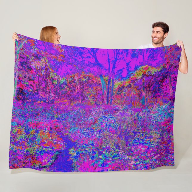 Psychedelisch Impressionistisch Lila Landschaft Fleecedecke (Beispiel)