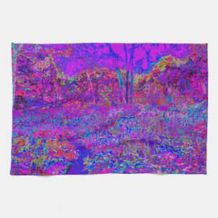Psychedelisch Impressionistisch Lila Landschaft Geschirrtuch