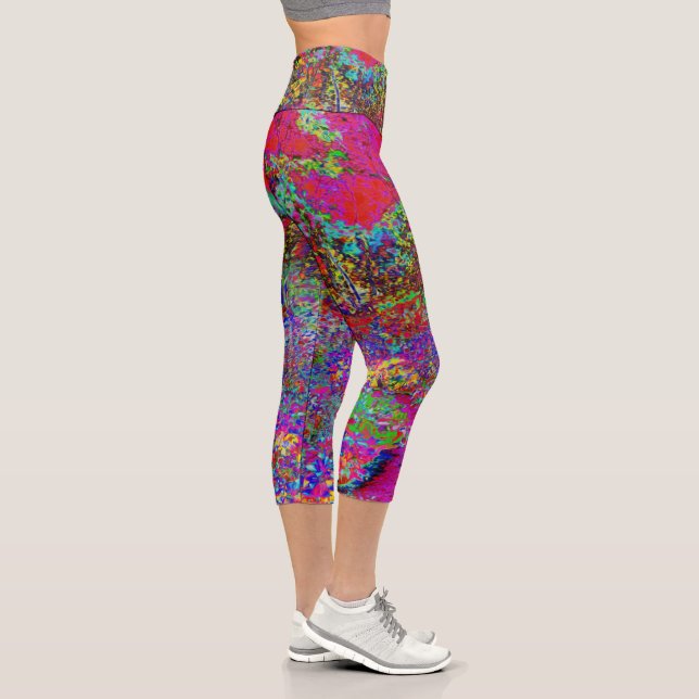 Psychedelisch-Impressionistische Gartenlandschaft Capri Leggings (Rechts)