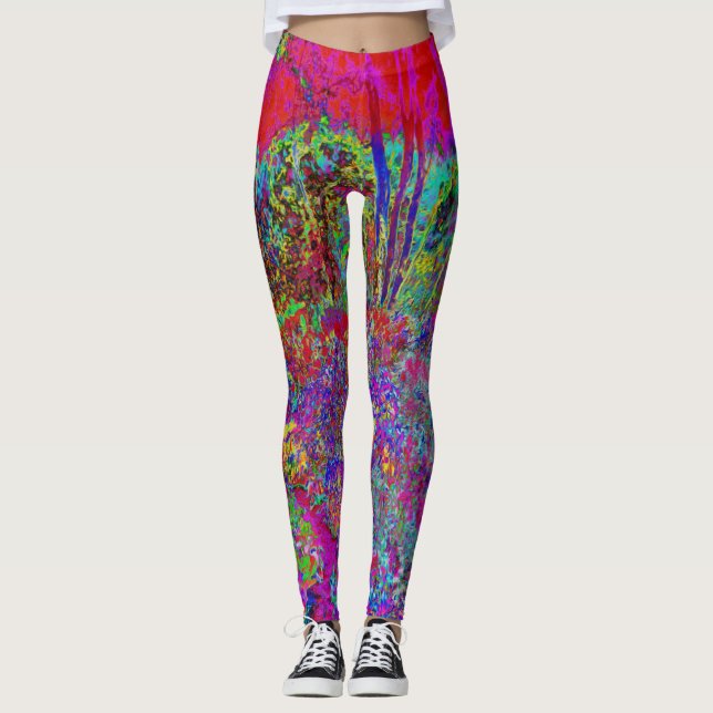 Psychedelisch-Impressionistische Gartenlandschaft Leggings (Vorderseite)