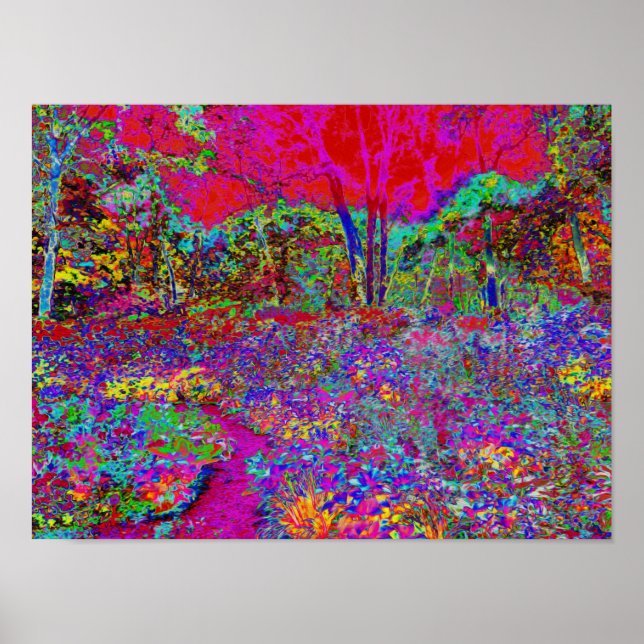 Psychedelisch-Impressionistische Gartenlandschaft Poster (Vorne)
